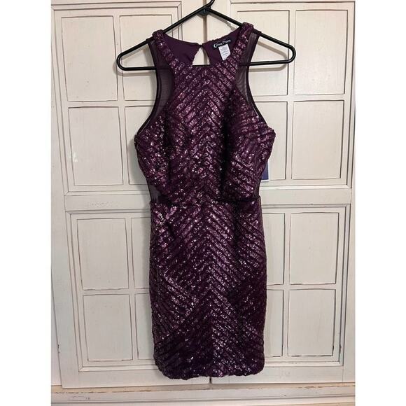 NWT Dear Moon size 7 dark purple plum sequined dress - Picture 1 of 3